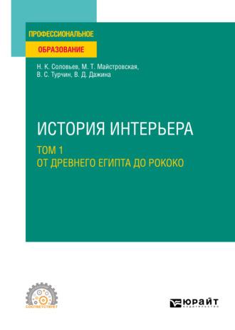 История интерьера в 2 т. Том 1. От Древнего Египта до рококо. Учебное пособие для СПО - Николай Соловьев