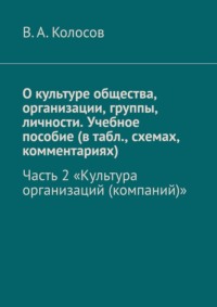 О культуре общества, организации, группы, личности. Учебное пособие (в табл., схемах, комментариях). Часть 2. «Культура организаций (компаний)» - В. Колосов